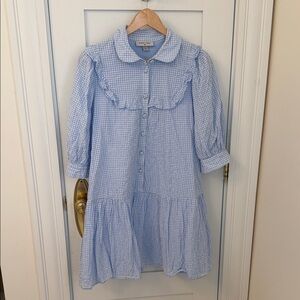 Cotton Sandy Laing for Target Blue Gingham Ruffle Collar Dress